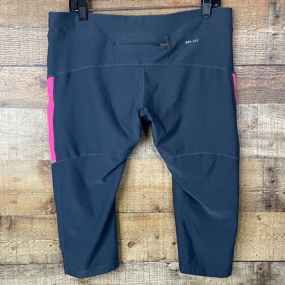 Nike Dri-Fit Filament Capri Leggings Gray Pink SZ 1X - Picture 3 of 7